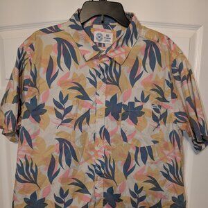 Hurley Men's XXL Tropical Hawaiian Shirt - White Yellow Pink Blue - Like New